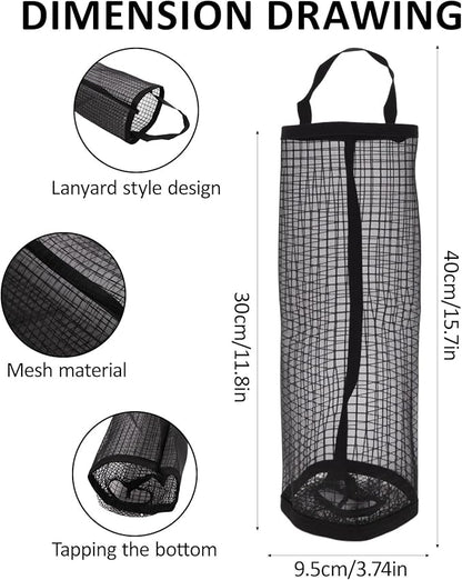 8PCS Door Hanging Plastic Bag Holder with 2PCS Hooks, Grocery Bag Storage Dispensers Black
