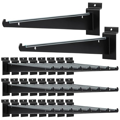 MUZIK 12" Black Metal Slatwall Shelf Brackets, Heavy Duty Accessories for Garage Slat Panels Shelving Display (24)
