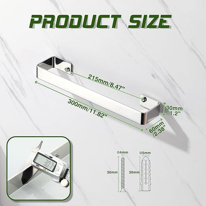 Alise Hand Towel Holder Towel Bar for Bathroom Wall Mount,SUS304 Stainless Steel Towel Rack for Bathroom and Lavatory,Kitchen,12'' Bath Towel Hanger Towel Rail,Polished Chrome