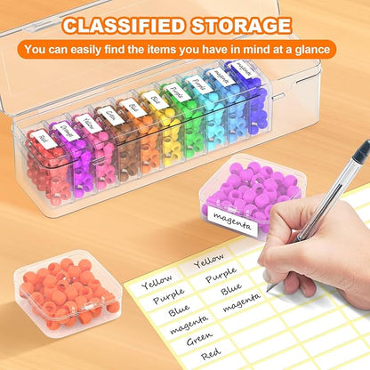 Bead Organizer Box, 12 PCS Clear Plastic Storage Containers Features Hinged Lid and Labels, Craft Storage Box for Jewelry, Diamonds, Clay Beads, Bracelets, Screws, Seeds, Small Parts