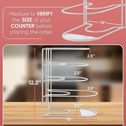 Extreme Matters Heavy-Duty Pots and Pans Organizer | 5-Tier Cookware & Lid Storage Rack | Free-Standing or Wall-Mount | Kitchen Organizer for Cast Iron Skillets, Pots, Frying Pans, Lids | White
