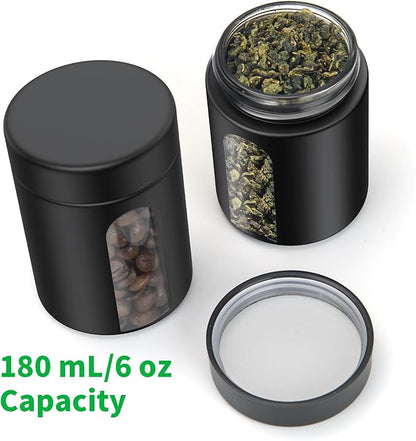 Glass Storage Jar (6 oz), 3 Pack Premium Smell Proof Visual Container with Child Resistant Cap, Small Waterproof Bottle Multipurpose Container for Coffee Teas Herbs Spices(180ml)