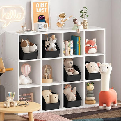 Large Closet Storage Cubes - Closet Storage Bins with Dual Handles for Clothes, Towels, Toys, Shelf Organizer Bins for Bedroom, Nursery, Shelves, Small Spaces, Black, 6 Pack