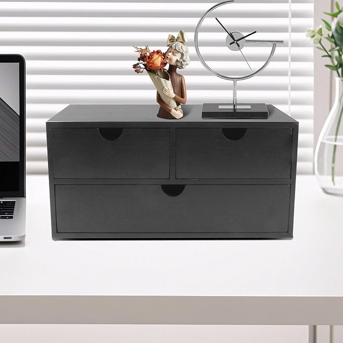 Desk Organizer with Drawers Countertop Drawer Organizer Drawers for Desk Top Home Office Workspace Bathroom Toiletries Supplies (black)