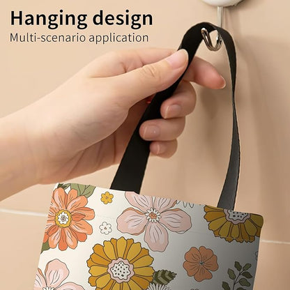 Plastic Bag Holder, Wall Mount Grocery Bag Organizer, Funny Hanging Trash Bag Storage Dispenser for Home Kitchen Cute Colorful Floral