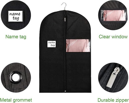 KEEGH 40" Suit Bags for Closet Storage (Set of 10) Garment Bags for Hanging Clothes, Suit Cover Bags for Suits Coats Dress with Zipper and Transparent Window, Black