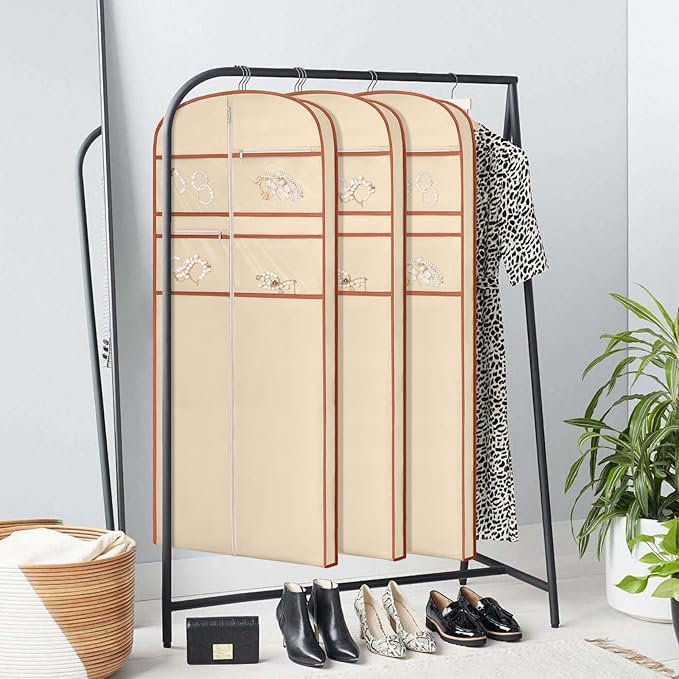 72" Garment Bag for Travel for Hanging Clothes Storage Hanging Suit Cover with Zipper and Accessory Storage for Coats, Dresses, Suits