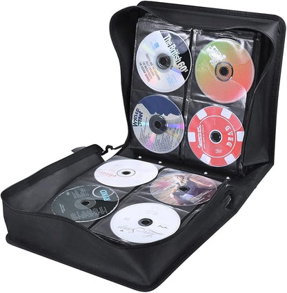 CD/DVD Case Binder - 400 Capacity Disc Storage Holder, Black PU Binder