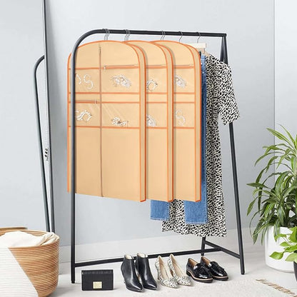 43" Garment Bag for Travel for Hanging Clothes Storage Hanging Suit Cover with Zipper and Accessory Storage for Coats, Dresses, Suits