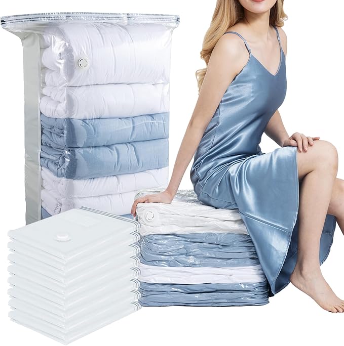 TAILINK 8 Pack Vacuum Storage Bags, Jumbo Cube 31x40x15 Inch, Extra Large Vacuum Seal Bgas for Comforters, Blankets, Pillow, Quilts, Space Saver Clost Oragnization, Clear