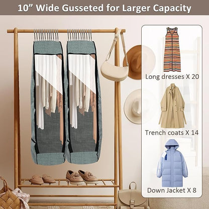 4PCS Garment Bags for Hanging Clothes,Chakera Large Breathable Garment Bag for Closet Storage with 10”Gusseted,Clear Clothing Storage Garment Cover for Dress Sweater with Double Zipper,Grey