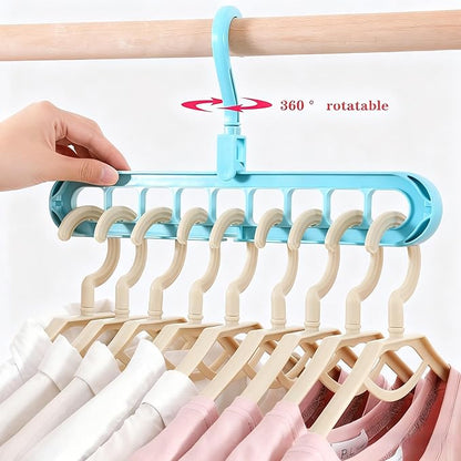 YZÉ BY YIZHE 【9-Space Saving Hangers】, 【Heavy Duty PP Plastic】 【Cascading Hanger Organizer 】 with Anti-Skid Foldable Design for Closet (Blue, 5)