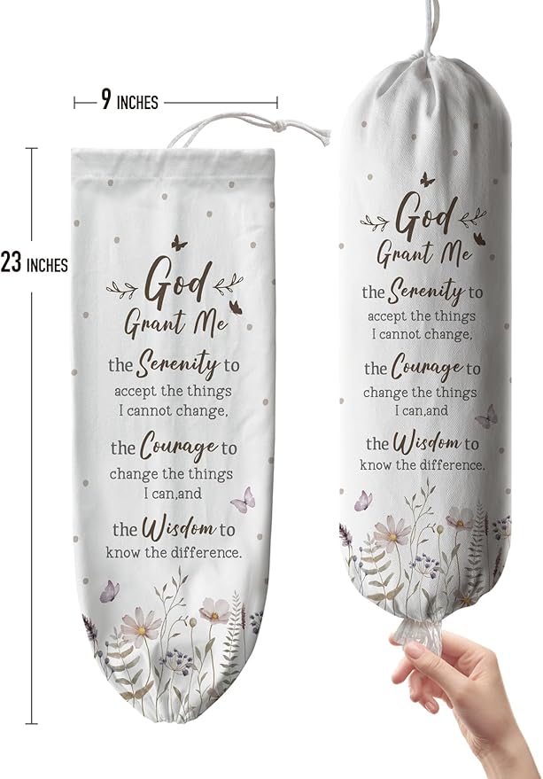 Hglian Plastic Bag Holder,Serenity Prayer Grocery Shopping Bags Storage Organizer Keeper Dispenser for Kitchen Extra Large