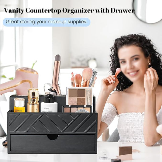 Hair Tool Organizer, Hair Dryer Holder with Drawer, Bathroom Countertop Organizer for Bathroom Accessories, Blow Dryer Organizer for Hair Styling Tools, Vanity Organizer for Bathroom, Vanity, Kitchen