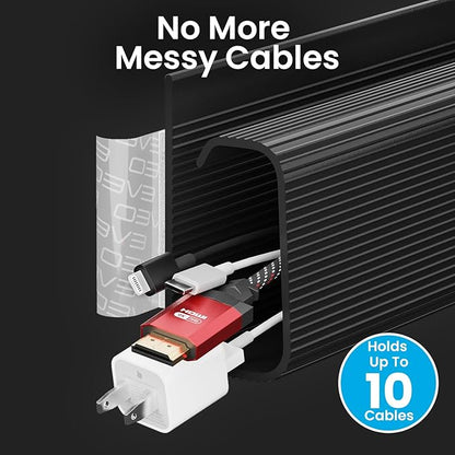 EVEO Cable Management 96'' J Channel- 6 Pack Cord Cover- Cable Raceway- Cable Management Under Desk with Adhesive Stripe Built-in 6 X 16in- Easy to Install Desk Cord Organizer- Cable Raceway, White