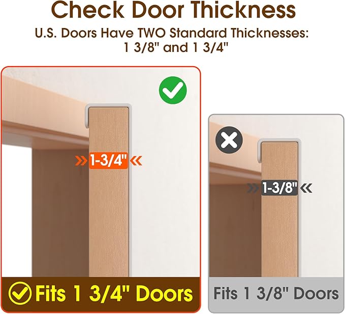 CHAUNCEY HOME Long Over The Door Hooks with 15.75-inch Arms for Easier Access by Women, Heavy Duty Door Hanger for Winter Coat, L16U, Fits Standard 1 3/4'' Doors, Towel Racks Organization, White