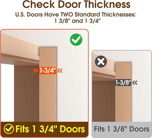 CHAUNCEY HOME Long Over The Door Hooks Hanger with 15.75" Arms for for Easier Access by Shorter, J16U, Perfectly Fits US Standard 1 3/4-inch Doors, Towel Rack Bathroom Organizer Holder, White