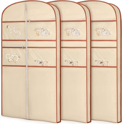 43" Garment Bag for Travel for Hanging Clothes Storage Hanging Suit Cover with Zipper and Accessory Storage for Coats, Dresses, Suits