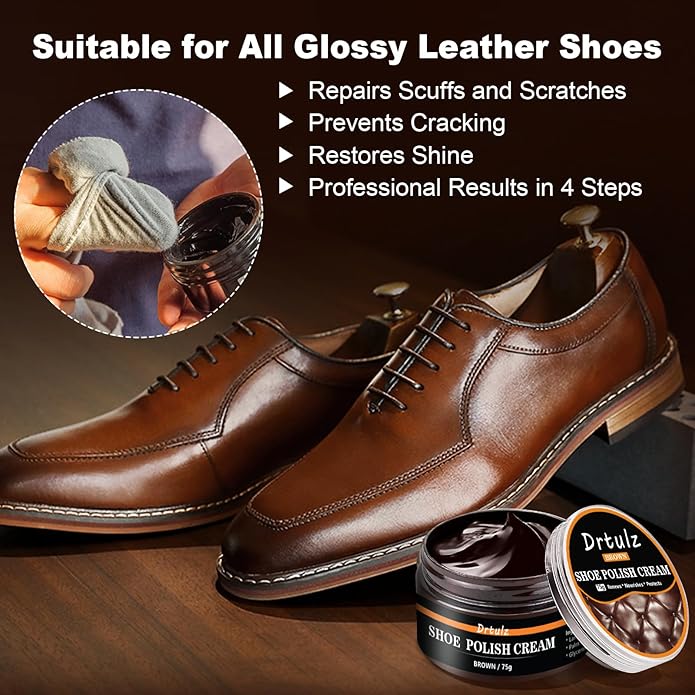 15Pcs Shoe Care Kit with Men & Women, Shoe Polish Brush Black Brown Neutral Oil Gentle Care for Shoes, Leather Boots Care, Shoe Cleaning Kit for Shine