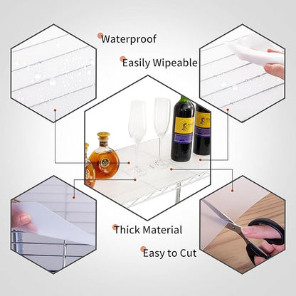 Poofzy Wire Shelf Liner 14 x 24, Set of 5 Shelf Liners for Wire Shelving Plastic Non-Adhesive for Pantry, Kitchen Cabinets (Clear)