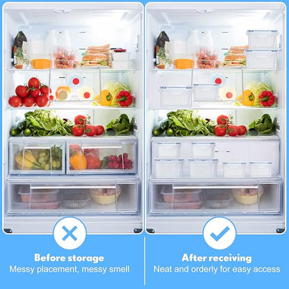 6 Pcs Fruit Storage Containers for Fridge, Food Storage Containers Berry Produce Fridge Organizer with Removable Colander Keep Fruits, Vegetable, Veggie, Meat Fresh Longer(Small, Medium, Large)