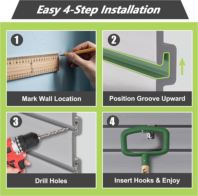 4x4 FT PVC Slatwall Panel Wall Storage Systems, Interlocking Slat Wall Paneling Garage Wall Organizer, Slat Board Wall-Mounted Slat Wall Panels for Garage Storage, Shelves, and Tools, Grey