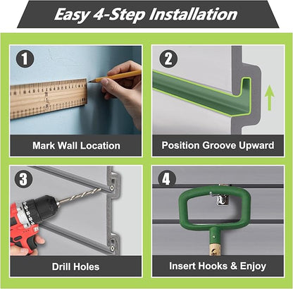 4x4 FT PVC Slatwall Panel Wall Storage Systems, Interlocking Slat Wall Paneling Garage Wall Organizer, Slat Board Wall-Mounted Slat Wall Panels for Garage Storage, Shelves, and Tools, Grey