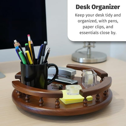 DutchCrafters Solid Wood Lazy Susan Turntable, Rotating Spice Organizer for Kitchen Counter, Dining Table - Amish American Made in USA (Cherry Wood, Michael's Cherry Stain, 12" with Rail)