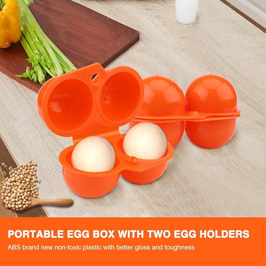 Portable Egg Storage Eggs Holder Box Container Hiking Outdoor Camping Carrier For 2 Egg Case (Orange)