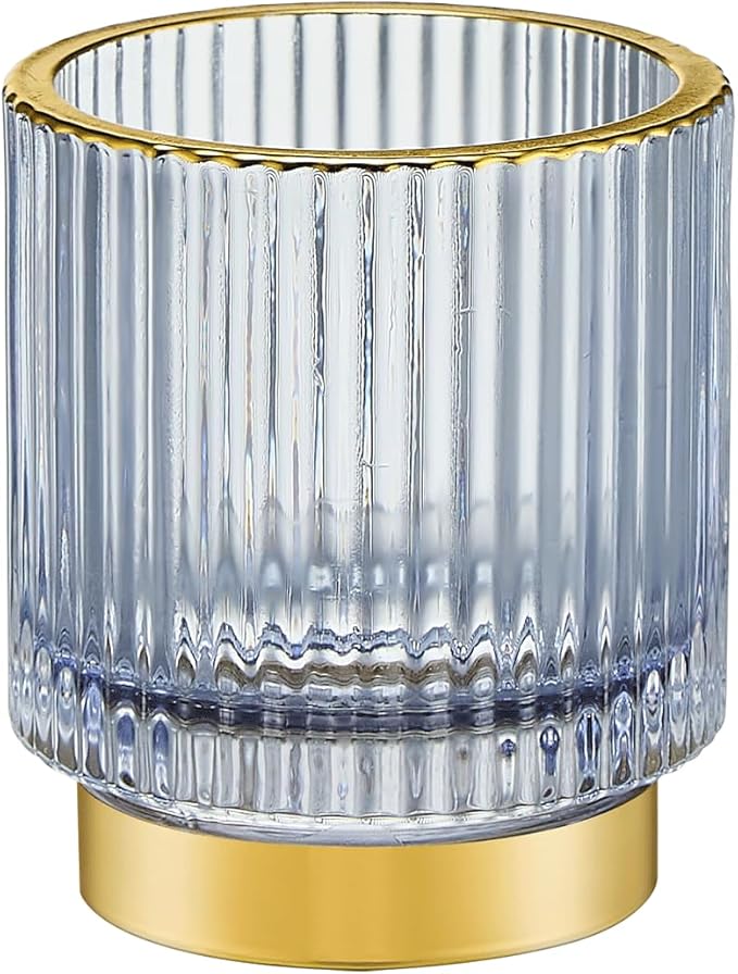 LEICURACE Makeup Brush Holder Organizer,Toothbrush Holders,Desk Pen Pencil Holder,Multifunctional Vintage Glass Brush Cup(A3-32-US)