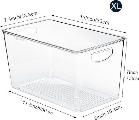 theaoo Clear Storage Bins with Lids Stackable - XLarge Plastic Containers for Pantry Organization and Storage - Perfect for kitchen,Fridge,Laundry Room,Bathroom,Garage,Closet,Cabinet Organizer -8 Pack