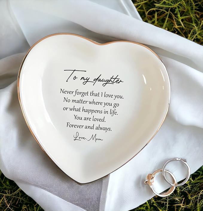 HatafaFurni To My Daughter Gift, Ceramic Ring Dish For Girl Bride From Mom, Jewelry Dish, Jewelry Holder, Trinket Tray, Birthday Gift, Daughter Present, Wedding Gift, Mother And Daughter Gifts