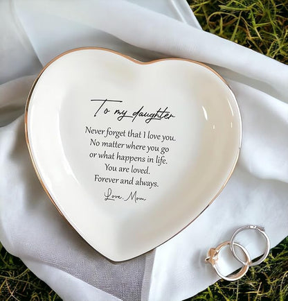 HatafaFurni To My Daughter Gift, Ceramic Ring Dish For Girl Bride From Mom, Jewelry Dish, Jewelry Holder, Trinket Tray, Birthday Gift, Daughter Present, Wedding Gift, Mother And Daughter Gifts