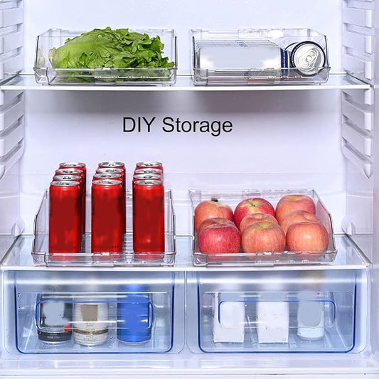 2 Pack Can Drink Dispenser Organizer for Refrigerator, Clear Soda Can Dispenser Drink Holder Expand Organizer for Fridge Pantry Kitchen