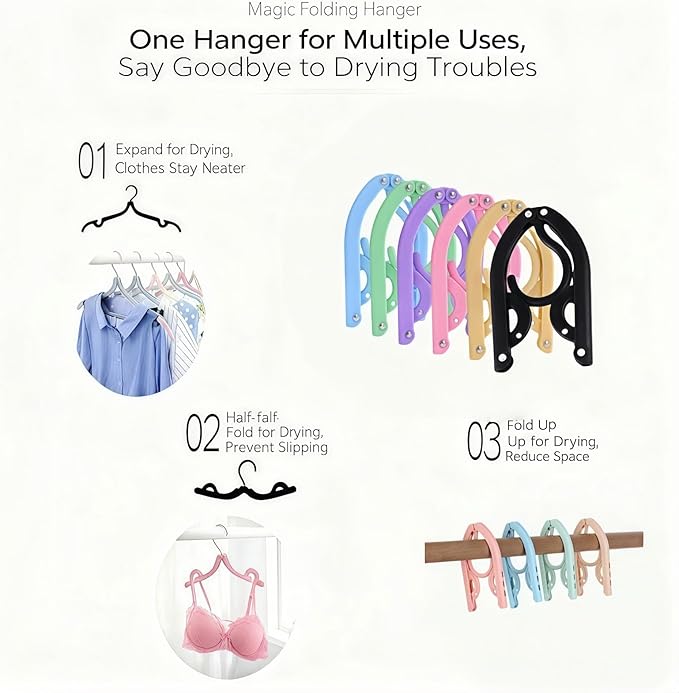 12 Pcs Travel Folding Hangers Cruise Ship Essentials, Portable Plastic Folding Clothes Hanger, Foldable Drying Rack for Suitcase, Camping, Flying, Hotel, Road Trip Essentials