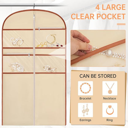 43" Garment Bag for Travel for Hanging Clothes Storage Hanging Suit Cover with Zipper and Accessory Storage for Coats, Dresses, Suits