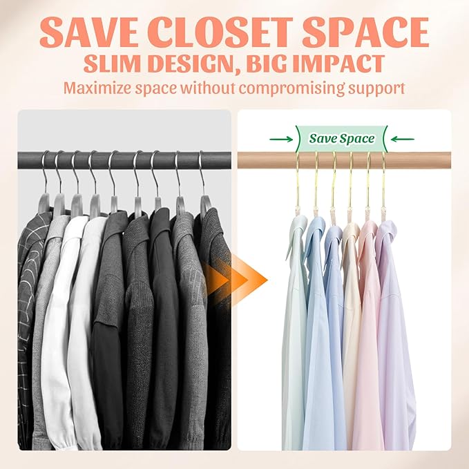 Sishynio Clear Plastic Hangers Premium - 20 Pack Non-Slip Slim Glitter Hangers for Closet Organization, Space Saving Clothes Hangers with 360°Swivel Hook for Wedding, Home, Dorm