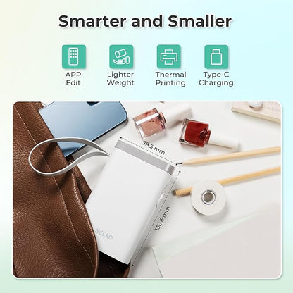 Nelko Label Maker Machine with Tape, P21 Bluetooth Label Printer with 3 Tapes & Case, Wireless Mini Label Makers with Multiple Templates Icon Font Custom for School Office Home, White