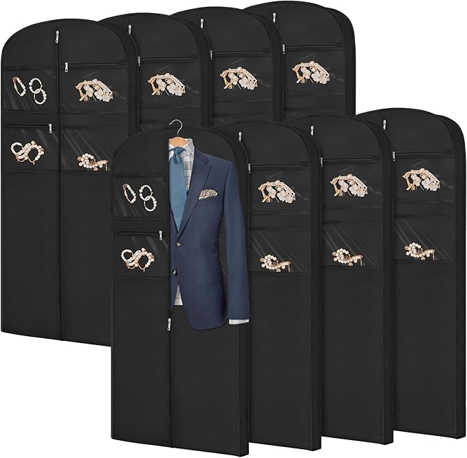 65" Garment Bag for Travel for Hanging Clothes Storage Hanging Suit Cover with Zipper and Accessory Storage for Coats, Dresses, Suits