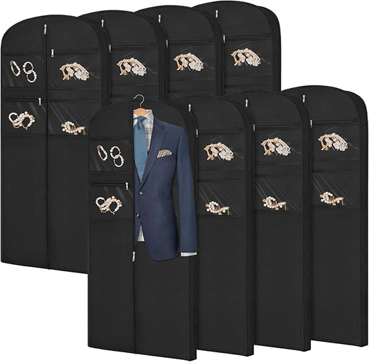 65" Garment Bag for Travel for Hanging Clothes Storage Hanging Suit Cover with Zipper and Accessory Storage for Coats, Dresses, Suits