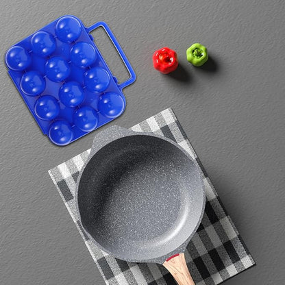 GLEAVI Portable Plastic Egg Carrier with Handle and Lid 12 Egg Storage Box for Camping Picnic and Kitchen Use Blue Foldable Holder Container