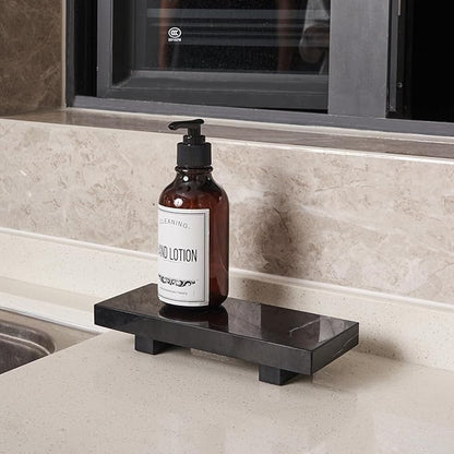 YCROJBK Natural Marble Tray Pedestal Stand, Modern Marble Riser, Soap Dispenser Holder for Bathroom, Kitchen, Home Decor (Marquina Black)