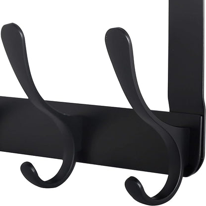 WEBI Over The Door Hooks for Hanging,Door Hanger,Over The Door Towel Rack Coat Rack Towel Hanger for Coats,Clothes,Bathroom,Black,2 Packs
