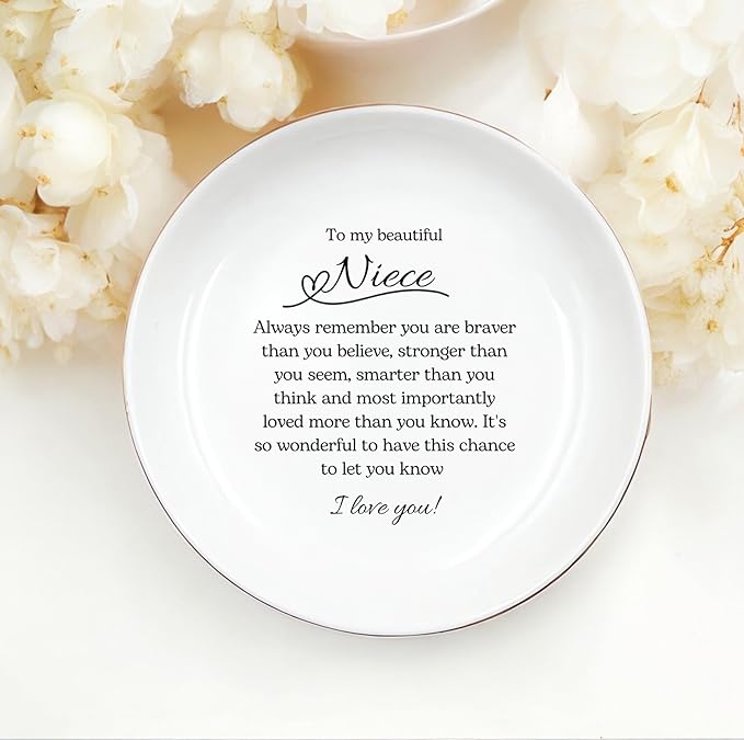 Niece Gift from Aunt Auntie, Goddaughter Gift Ring Dish, Niece Keepsake, Niece Birthday Gift, Niece Jewelry Gift, Gift from Godmother, Gift from Godparents, Goddaughter Gift, Niece Jewelry Tray