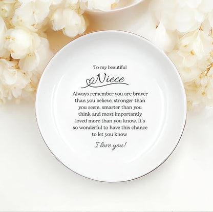 Niece Gift from Aunt Auntie, Goddaughter Gift Ring Dish, Niece Keepsake, Niece Birthday Gift, Niece Jewelry Gift, Gift from Godmother, Gift from Godparents, Goddaughter Gift, Niece Jewelry Tray