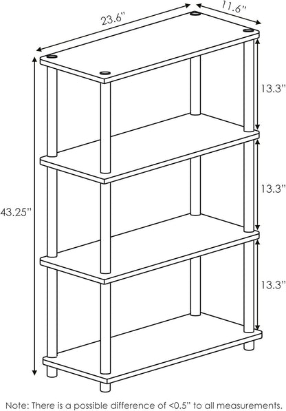 Furinno Turn-N-Tube 4-Tier Multipurpose Shelf Display Rack, Round Tubes, Pink/White