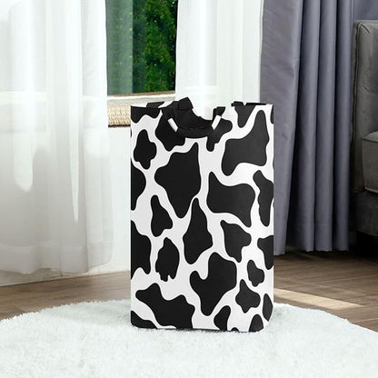Laundry Hamper Basket Cow White Texture Storage Basket Collapsible Clothes Hamper with Handle Decorative Organizer Bins Basket for Kids Room Dirty Cloth College Dorm