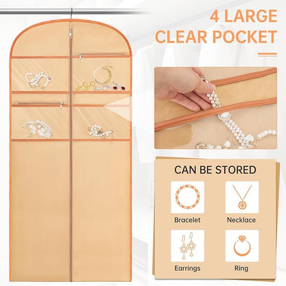 65" Garment Bag for Travel for Hanging Clothes Storage Hanging Suit Cover with Zipper and Accessory Storage for Coats, Dresses, Suits