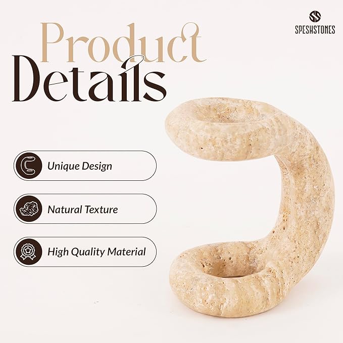 Marble Pen Holder for Desk 4 Inch Travertine Pencil Holder for Desk Accessories & Workspace Organizers - Stone Stationary Holders for Office Decor - Pen Organizer for Gifts