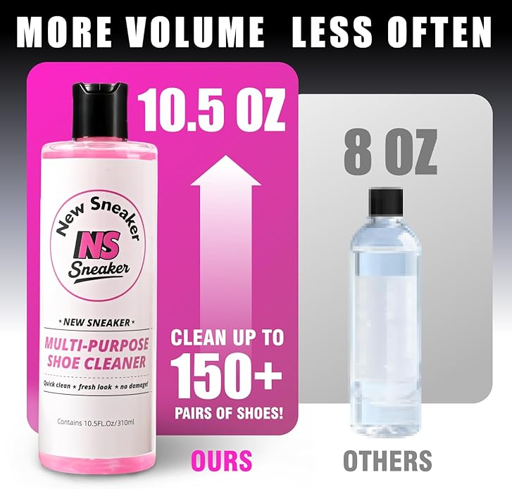 Shoe Cleaning Kit - 10.5 Oz Large Capacity White Shoe Cleaner with 3 Brushes & a Towel, Safe for Sneakers, Suede, Leather, Tennis Shoes & Mesh